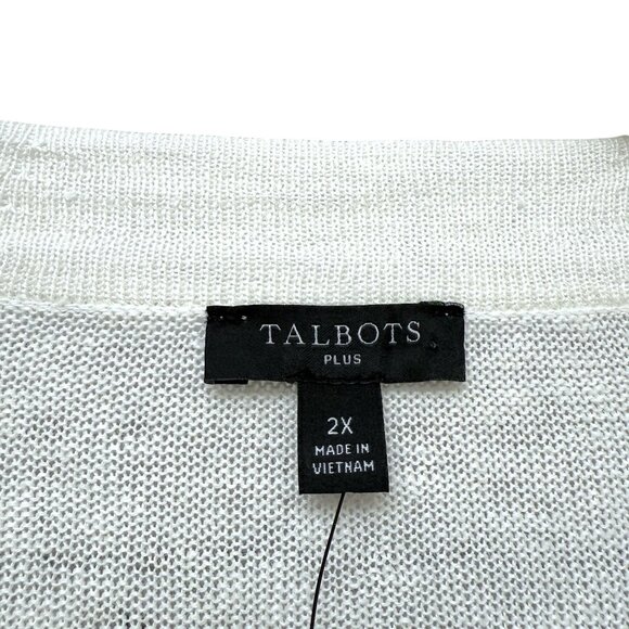 TALBOTS White Cardigan Plus Size 2X 100% Linen Knit Womens Sweater NEW - Picture 8 of 11